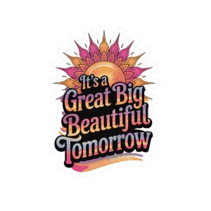 Retro sticker, mandala zon, vintage 80s neon, Great Big Beautiful Tomorrow, Kiss-Cut Stickers voor Kindle, Decor, Laptop, Waterfles