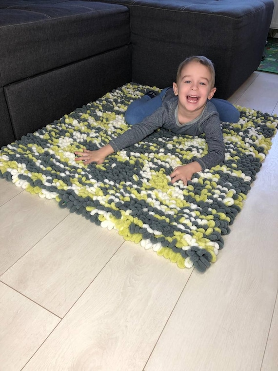 pdf carpet kids Digital Crochet Tutorial – Plush Kids’ Rug Pattern PDF – Beginner-Friendly Alize Puffy Carpet DIY