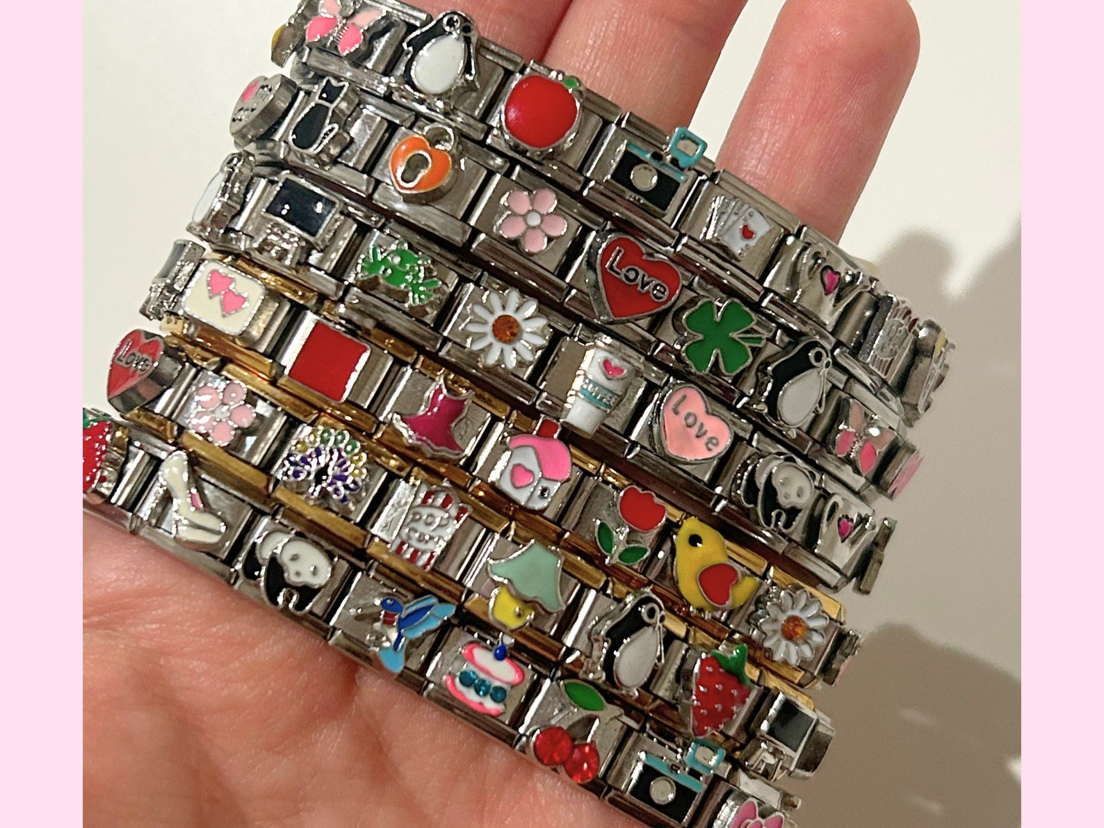 Mystery Italian Charm Bracelets Vintage Y2k Collectible 18 Links Mystery Italian Charm Bracelets Vintage Y2k Collectible 18 Links
