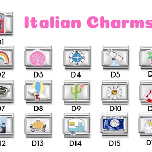 Italian Charm Bracelet Links, Classic 9mm size, Custom Italian Charm Bracelet, Vintage Italian Charm Bracelet, Animal Charms, Girly Charms