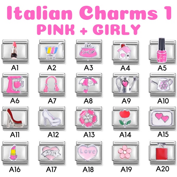 Italian Charm Bracelet Links, Classic 9mm size, Custom Italian Charm Bracelet, Vintage Italian Charm Bracelet, Food Charms, Girly Charms