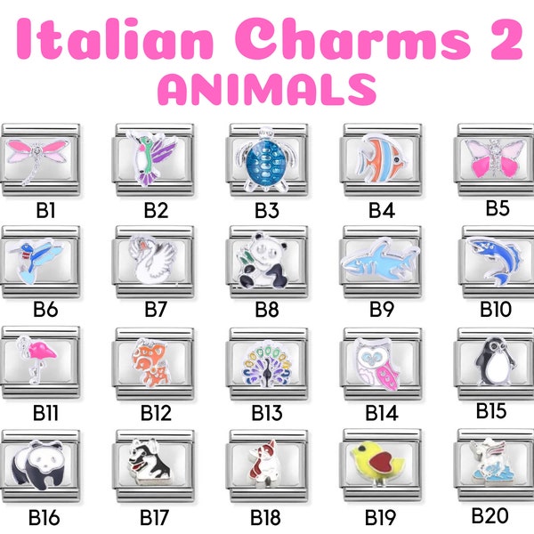 Italian Charm Bracelet Links, Classic 9mm size, Custom Italian Charm Bracelet, Vintage Italian Charm Bracelet, Animal Charms, Girly Charms