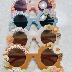TeagyBeanCo Flower Sunnies | Kid sized | personalized | party favors | birthday present | holiday stuffer | flower girl | mini me Sunnies