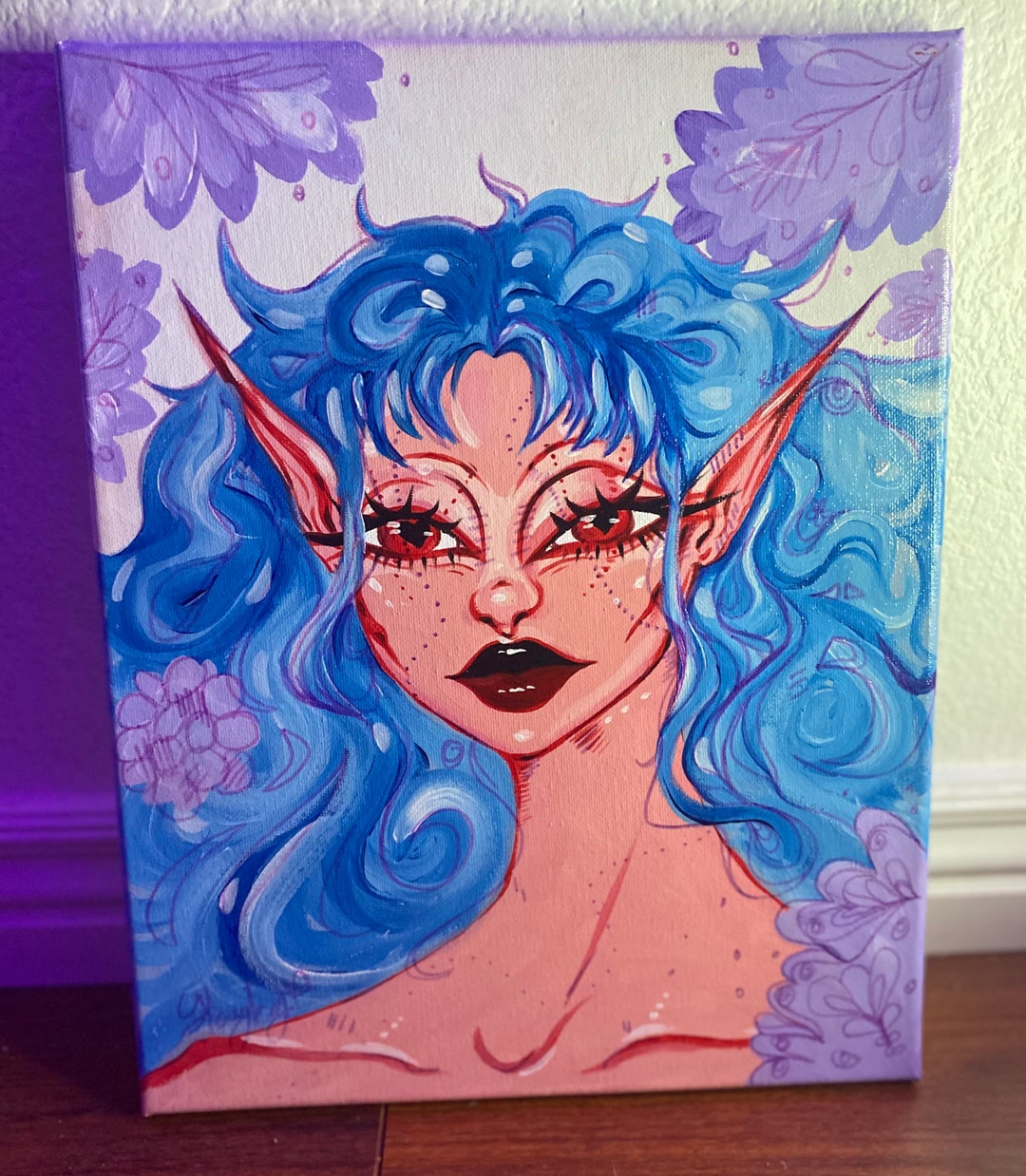 MYSTICAL ELF PAINTING. Hand Painted Acrylic Painting artbyhayleyhorrorx