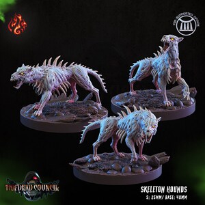 Sabuesos esqueléticos (Los tres modelos) / Escala de 32 mm / RPG de mesa / Fundición del dios lisiado