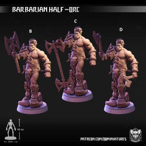 Half Orc barbarian  | Tabletop RPG | 32mm scale | Dungeon Dog Miniatures