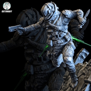 Soldato che corre sul muro / Spostamento di fase / RPG / Wargaming / Miniatura fantascientifica / 100 mm / Extra Guy