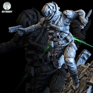 Wall Running Soldier | Phase Shift | RPG | Wargaming | Sci Fi Miniature | 100mm | Extra Guy