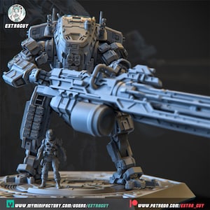 Man & Robot | RPG | Wargaming | Sci Fi Miniature | 75 or 100mm | Extra Guy