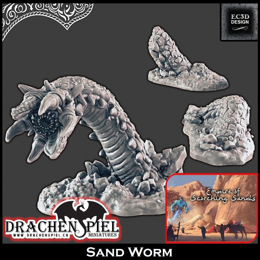 Sand Worm Monster Empire of Scorching Sands, Persian, Egyptian, Desert,  Arabian Dungeons and Dragons Pathfinder Terrain Dune 