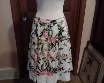 Vintage Talbot's falda plisada de mujer rosa y amarillo patrón de flores talla 14