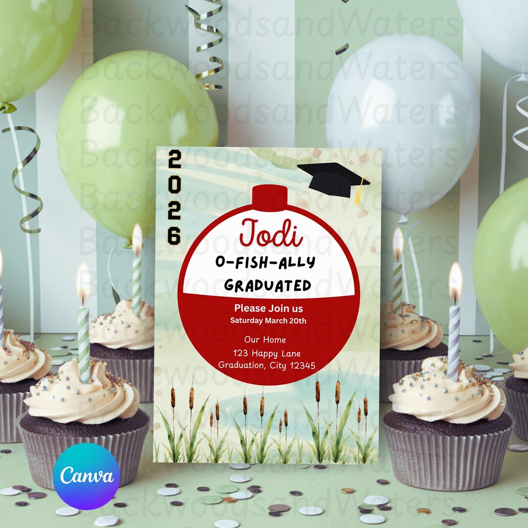 O-fish-ally Graduated Invitation | Class of 2026 Graduation Fishing ...