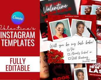 Valentines Day Flyer, Valentines Day Flyer Template, Valentines Day Flyer PNG, Valentines Banner, Lash Tech Instagram, IG Templates
