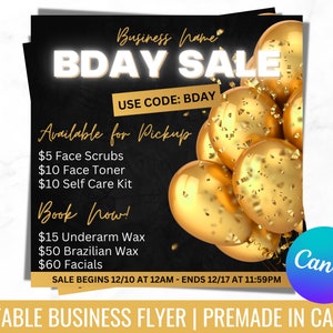 Black and Gold Business Flyer, Business Flyer Template, Beauty Instagram Template, Facebook Post Template, IG Templates, Sales Flyer, Canva