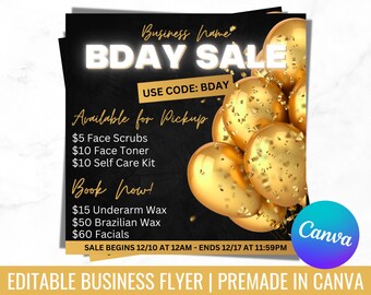 Black and Gold Business Flyer, Business Flyer Template, Beauty Instagram Template, Facebook Post Template, IG Templates, Sales Flyer, Canva