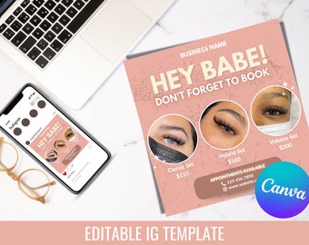 Business Flyer, Marketing Small Business Flyer, Facebook Post Template, Price List Template, Makeup Flyer, Lash Tech Instagram, Custom Flyer