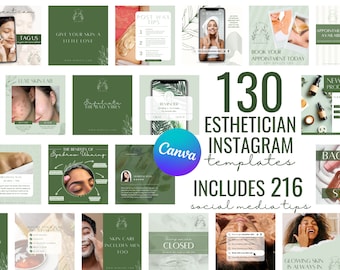 Esthetician,Templates for Instagram Posts,Esthetician Instagram,Branding Templates Bundle,Skincare Template, Esthetician Forms, IG Templates