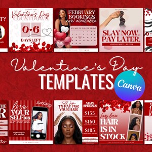 Valentine&#39;s Day Template, Hair Flyer Template, Trending Now, IG Templates, Valentine Design, Valentines Banner, February