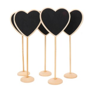 Mini Wooden Heart Chalkboard Stands Message Board 5 PCS