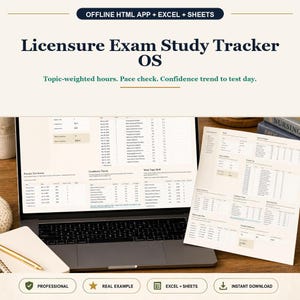 Licensure Exam Study OS Offline Browser App + Spreadsheet, Excel + Google Sheets