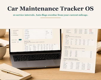 Car Maintenance Offline HTML App + Spreadsheet, Multi Vehicle Service Log, Fuel MPG Tracker, Tire Warranty, Excel Google Sheets