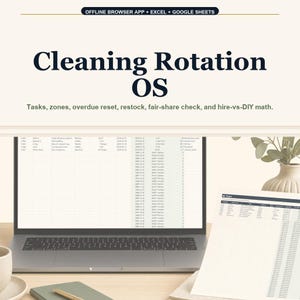 Cleaning Rotation OS Offline Browser App + Spreadsheet, Excel + Google Sheets