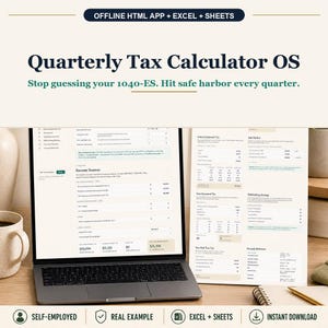 Calculadora de impuestos trimestral (aplicación sin conexión para navegador OS) + Hojas de cálculo, Excel + Google Sheets