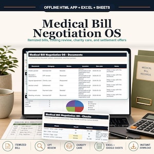 Negociação de Contas Médicas - Aplicativo Offline para Navegador + Planilha, Excel + Planilhas Google