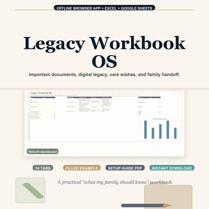 Legacy Workbook OS Offline Browser App + Spreadsheet, Excel + Google Sheets
