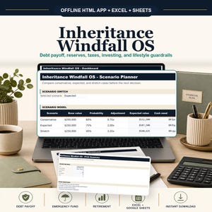 Inheritance Windfall OS Offline Browser App + Spreadsheet, Excel + Google Sheets