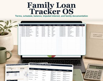 Family Loan Tracker OS Offline Browser App + Spreadsheet, Excel + Google Sheets
