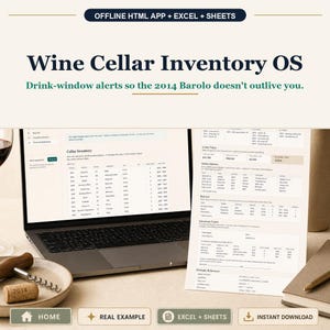 Wine Cellar OS: applicazione per browser offline, foglio di calcolo, Excel e Fogli Google.