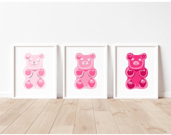 Gummy Bear Wall Art (Set of 3) Gummy bear prints, Home decor,