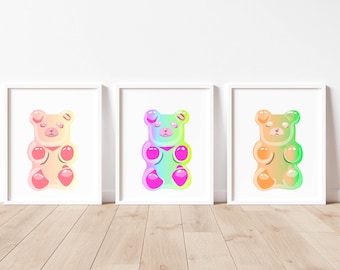 Multicoloured Gummy Bear wall Decor, Colourful Gummy bear wall art, home living decor, Modern wall art