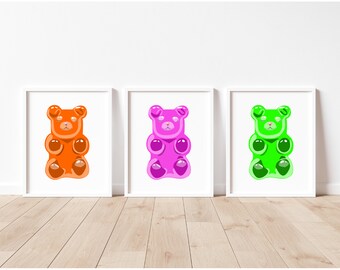 Gummy Bear Wall Art (Set of 3 unframed)