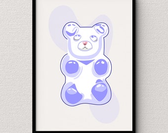 Gummy Bear wall Decor, Colourful Gummy bear wall art, home living decor, Modern wall art, pastel coloured art, neutral coloured wall art.