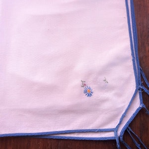 Vintage White Cotton Tablecloth ,Flower 23 x 23