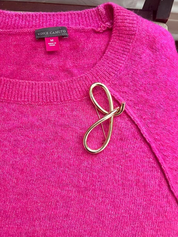 Silver Tone Interlock Loop Pin Brooch Initial "J"… - image 3