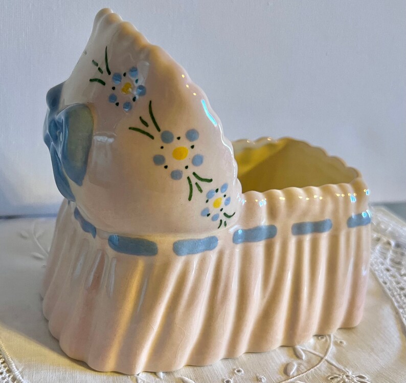 Vintage ,baby ,dresser ,pink and Blue, Ceramic, Vase ,baby