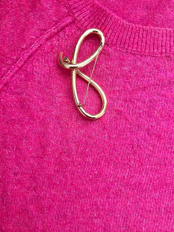 Silver Tone Interlock Loop Pin Brooch Initial "J"… - image 1