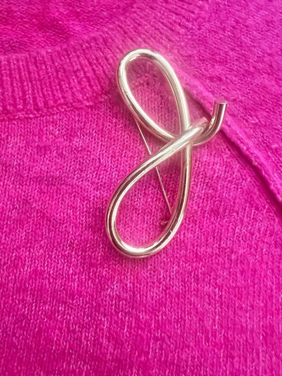 Silver Tone Interlock Loop Pin Brooch Initial "J"… - image 6