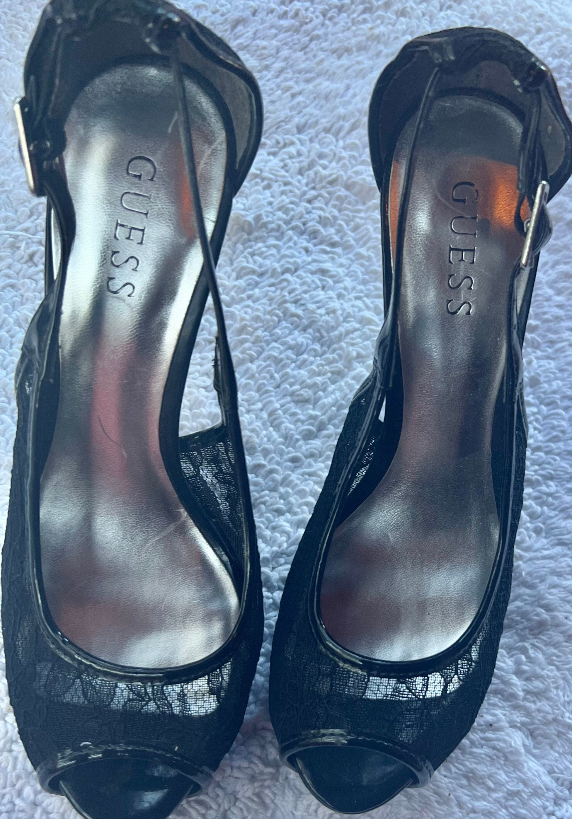 Guess black lace heels Clearance