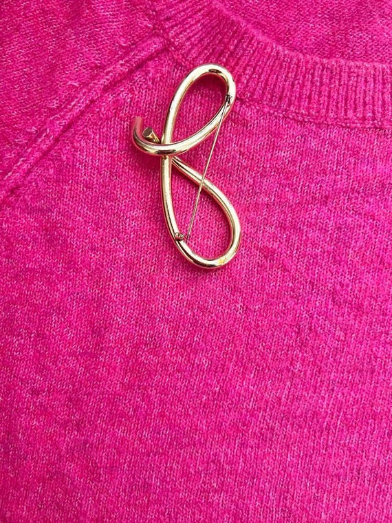 Silver Tone Interlock Loop Pin Brooch Initial "J"… - image 2