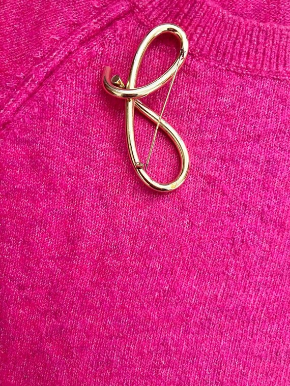 Silver Tone Interlock Loop Pin Brooch Initial "J"… - image 5