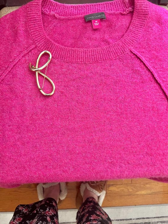 Silver Tone Interlock Loop Pin Brooch Initial "J"… - image 7