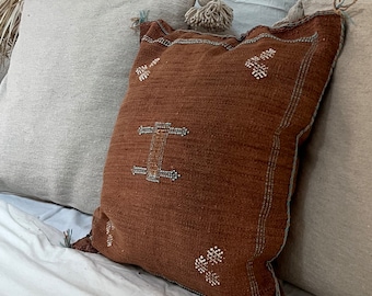 Brown cactus silk cushion