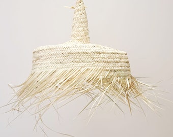 suspension, wicker lampshade, straw lighting, handcrafted