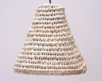 Wicker pendant light, palm leaf light fixture, EVA cone range pendant light