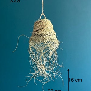 Pendelleuchte, Serie Emma Désert, konische Form, Aufhängung aus Naturfaser, Lampenschirm Suspension XXS