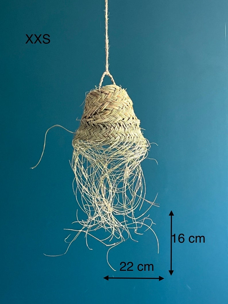 Pendelleuchte, Serie Emma Désert, konische Form, Aufhängung aus Naturfaser, Lampenschirm Suspension XXS